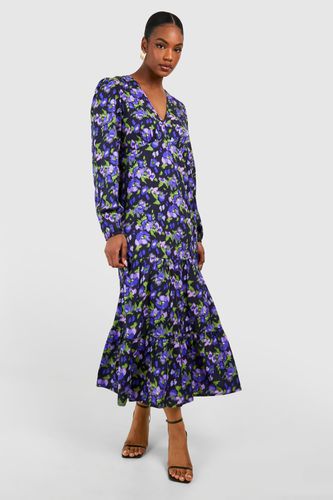 Womens Tall Woven Floral V Neck Midaxi Dress - - 10 - boohoo - Modalova