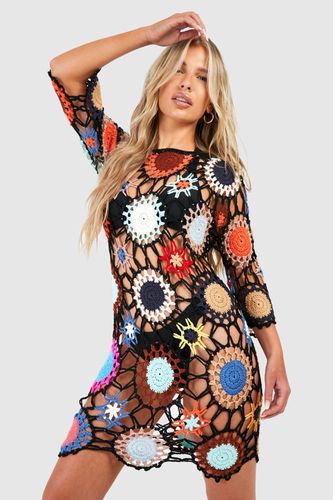 Womens Patchwork Crochet Cover Up Beach Dress - - S - boohoo - Modalova