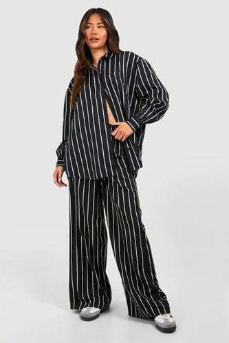 Womens Mono Stripe Shirt & Trouser Set - - 10 - boohoo - Modalova