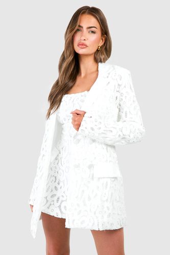 Womens Premium Lace Fitted Blazer - - 12 - boohoo - Modalova