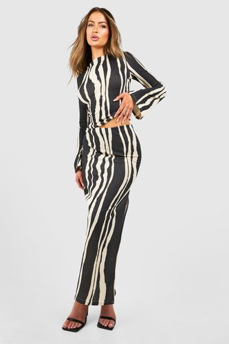 Womens Textured Zebra Print Maxi Skirt - - 12 - boohoo - Modalova