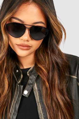 Womens Tinted Angular Aviator Sunglasses - - One Size - boohoo - Modalova