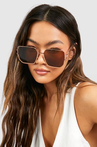Womens Oversized Tinted Navigator Sunglasses - - One Size - boohoo - Modalova