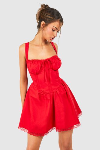 Womens Cotton Strappy Milkmaid Mini Dress - - 14 - boohoo - Modalova