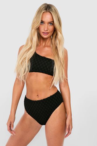 Womens Textured High Waisted Bikini Brief - - 10 - boohoo - Modalova