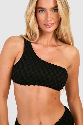 Womens Textured One Shoulder Bikini Top - - 12 - boohoo - Modalova
