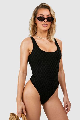 Womens Textured Scoop Swimsuit - - 10 - boohoo - Modalova