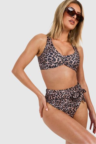 Womens Tummy Control Leopard Tie Bikini Set - - 10 - boohoo - Modalova