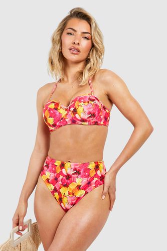 Womens Tropical High Waisted Bikini Brief - - 8 - boohoo - Modalova