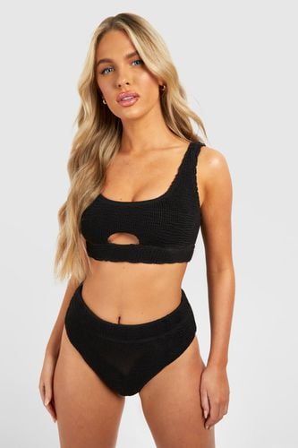 Womens Premium Crinkle Scoop High Waist Bikini Set - - 10 - boohoo - Modalova