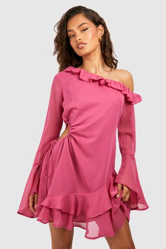 Womens Chiffon Asymmetric Ruffle Mini Dress - - 12 - boohoo - Modalova
