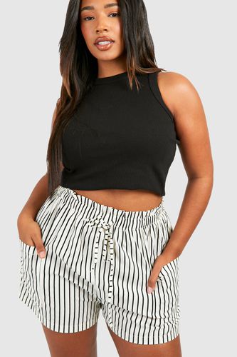 Womens Plus Stripe Woven Elasticated Flippy Short - - 24 - boohoo - Modalova