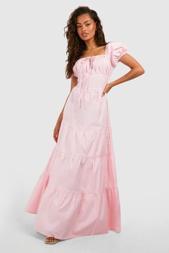 Womens Cotton Poplin Tiered Maxi Dress - - 10 - boohoo - Modalova