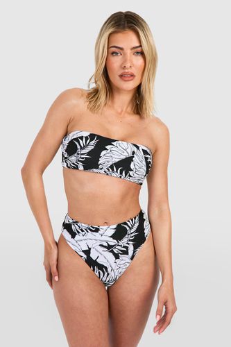 Womens Tropical Bandeau High Waist Bikini Set - - 10 - boohoo - Modalova