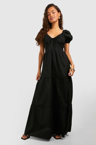 Womens Linen Puff Sleeve Maxi Dress - - 16 - boohoo - Modalova