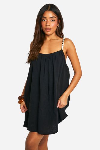 Womens Shell Strap Cheesecloth Beach Mini Slip Dress - - 12 - boohoo - Modalova