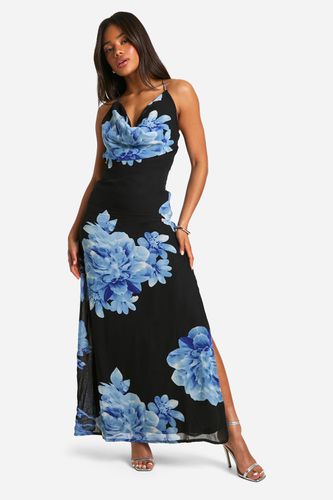 Womens Floral Print Cowl Neck Maxi Dress - - 10 - boohoo - Modalova