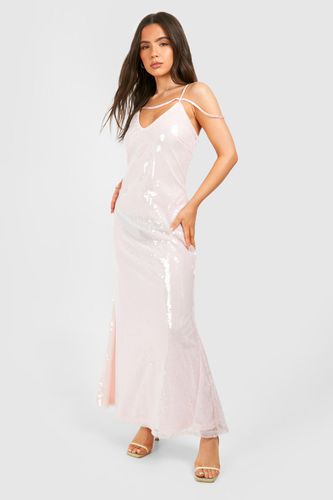 Womens Petite Strap Detail Sequin Maxi Dress - - 10 - boohoo - Modalova