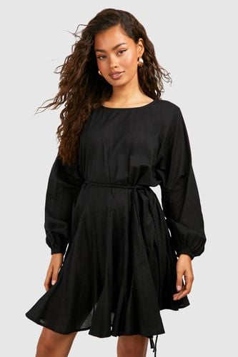 Womens Cotton Long Sleeve Godet Mini Dress - - 12 - boohoo - Modalova