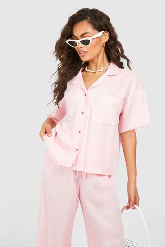 Womens Linen Button Up Shirt - - 14 - boohoo - Modalova