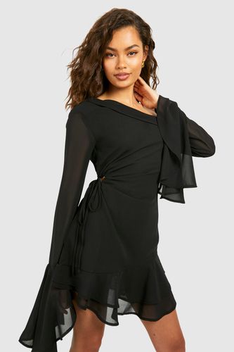 Womens Chiffon Cut Out Long Sleeve Mini Dress - - 12 - boohoo - Modalova