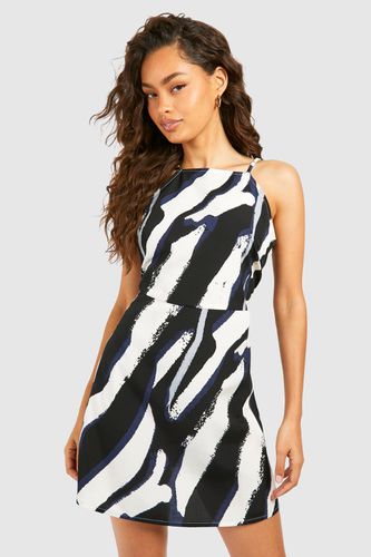 Womens High Neck Zebra Mini Dress - - 12 - boohoo - Modalova
