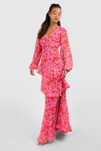 Womens Tall Woven Floral Wrap Tiered Maxi Dress - - 14 - boohoo - Modalova
