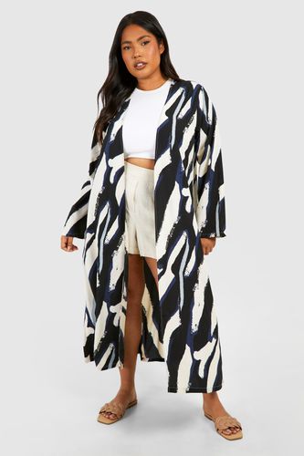 Womens Plus Woven Zebra Print Kimono - - 26 - boohoo - Modalova