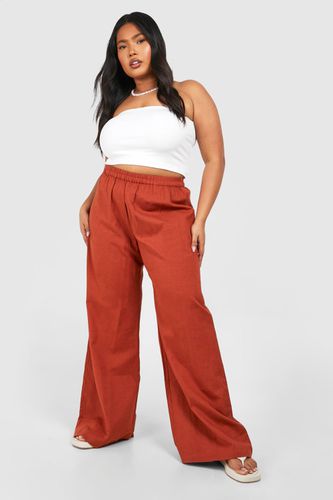 Womens Plus Linen Feel Wide Leg Trouser - - 24 - boohoo - Modalova