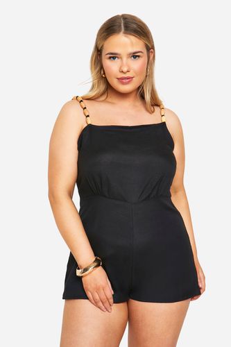 Womens Plus Woven Bead Detail Strappy Playsuit - - 20 - boohoo - Modalova