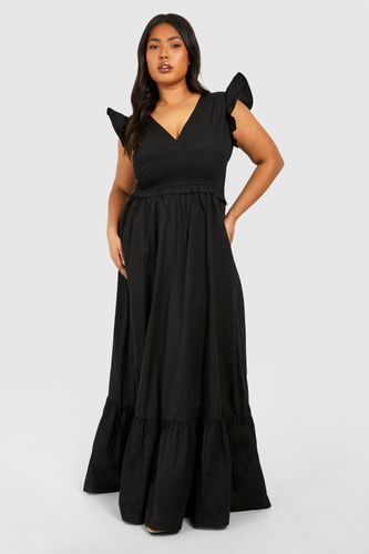 Womens Plus Woven Shirred Plunge Maxi Dress - - 22 - boohoo - Modalova