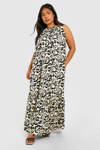Womens Plus Woven Abstract Print Strappy Volume Maxi Dress - - 18 - boohoo - Modalova