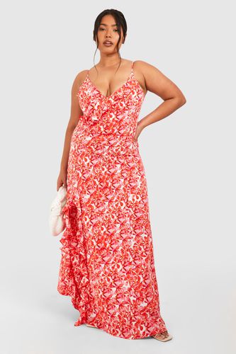 Womens Plus Floral Print Strappy Split Maxi Dress - - 16 - boohoo - Modalova