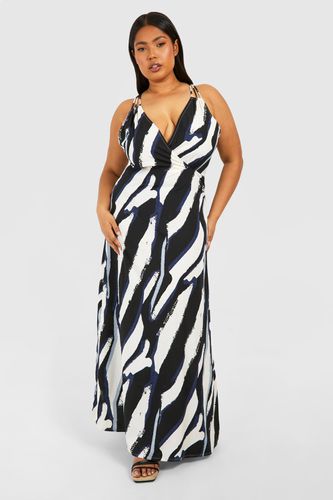Womens Plus Woven Zebra Print Strappy V Neck Maxi Dress - - 18 - boohoo - Modalova