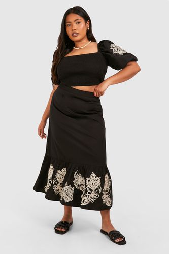 Womens Plus Woven Embroidery Midaxi Skirt - - 16 - boohoo - Modalova