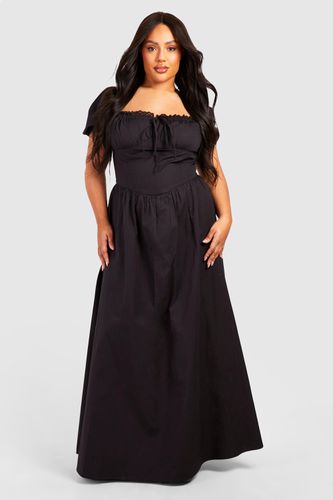 Womens Plus Poplin Milkmaid Puff Sleeve Maxi Dress - - 20 - boohoo - Modalova