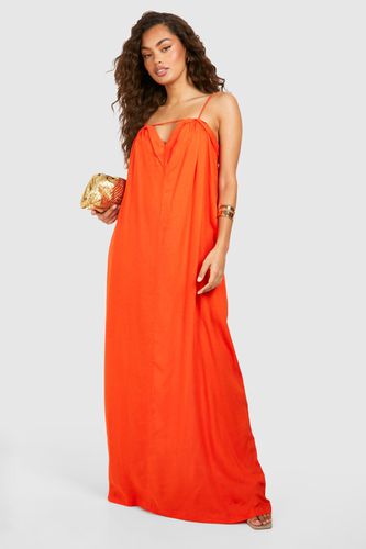 Womens Linen Look Maxi Dress - - 8 - boohoo - Modalova