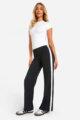 Womens Cotton Jersey Side Stripe Wide Leg Trouser - - 12 - boohoo - Modalova