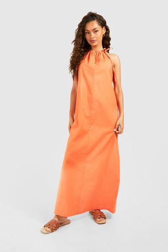 Womens Linen Strappy Maxi Dress - - 14 - boohoo - Modalova