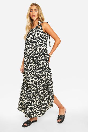 Womens Print Tier Hem Maxi Dress - 18 - boohoo - Modalova