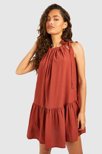 Womens Seersucker Strappy Mini Dress - - 12 - boohoo - Modalova