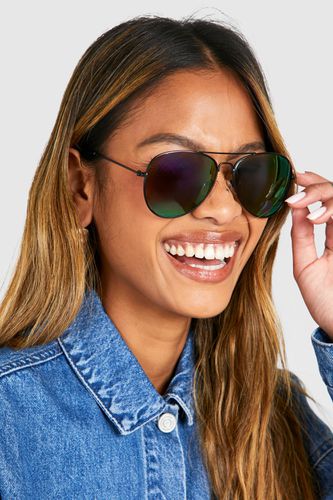 Womens Aviator Tinted Frame Sunglasses - - One Size - boohoo - Modalova