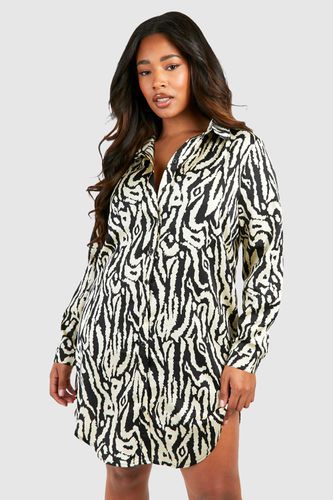 Womens Plus Print Shirt Dress - 16 - boohoo - Modalova