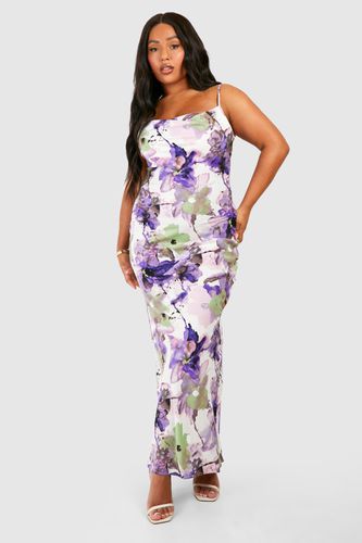 Womens Plus Floralprinted Satin Maxi Dress - - 16 - boohoo - Modalova