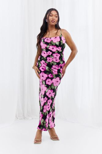 Womens Plus Floral Print Satin Maxi Dress - - 16 - boohoo - Modalova