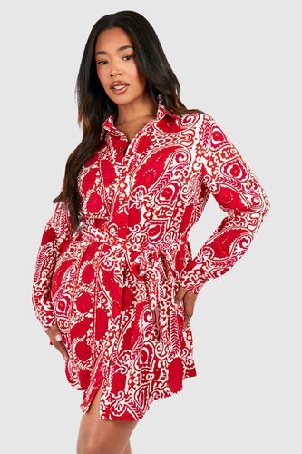 Womens Plus Paisley Printed Shirt Dress - - 16 - boohoo - Modalova