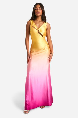 Womens Satin Ombre Cut Out Maxi Dress - - 12 - boohoo - Modalova