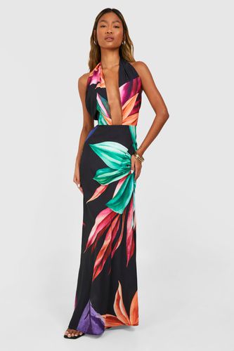 Womens Printed Halterneck Maxi Dress - - 12 - boohoo - Modalova