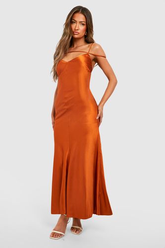 Womens Satin Strappy Plunge Maxi Slip Dress - - 12 - boohoo - Modalova