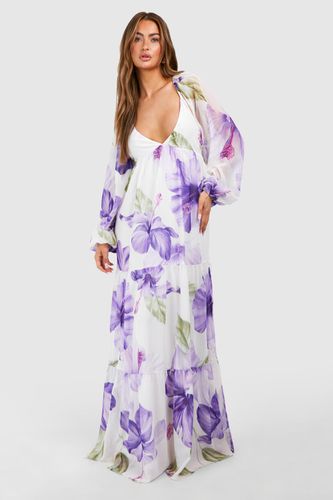 Womens Floral Tiered Chiffon Maxi Dress - - 10 - boohoo - Modalova